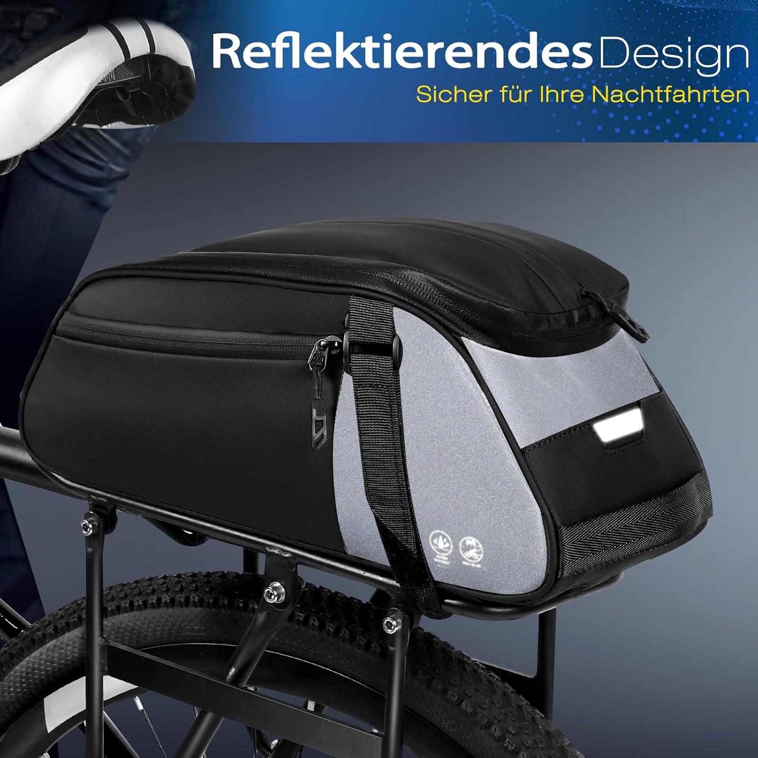 Fahrradtasche Gepäckträger 8L Volumen Regenschutz Reflektoren