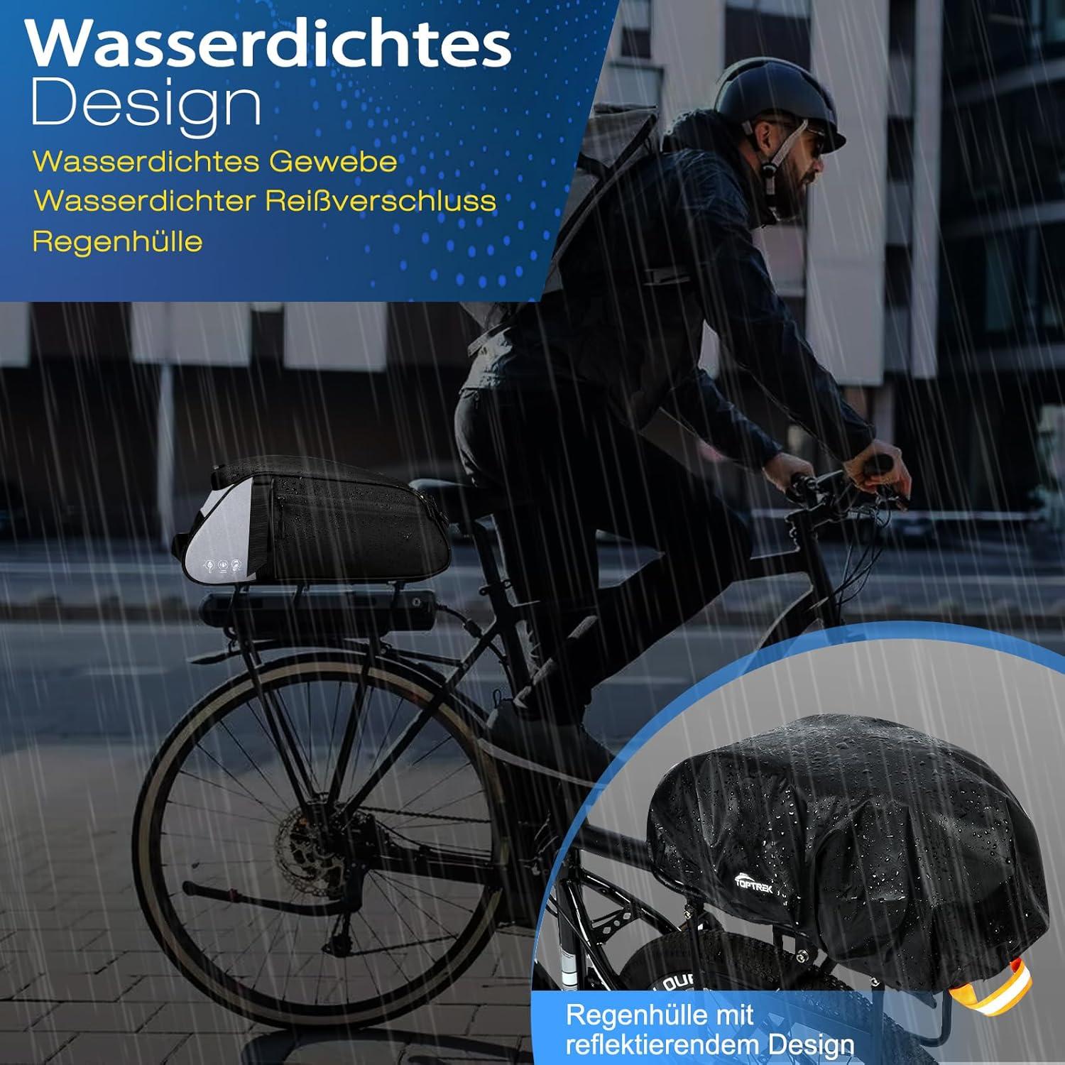 Gepäckträgertasche 8L Volumen mit Regenschutz, 3-in-1 Fahrradtaschen