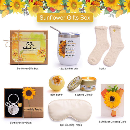 Geschenkbox 60. Geburtstag Sonnenblume für Frauen & Mädchen