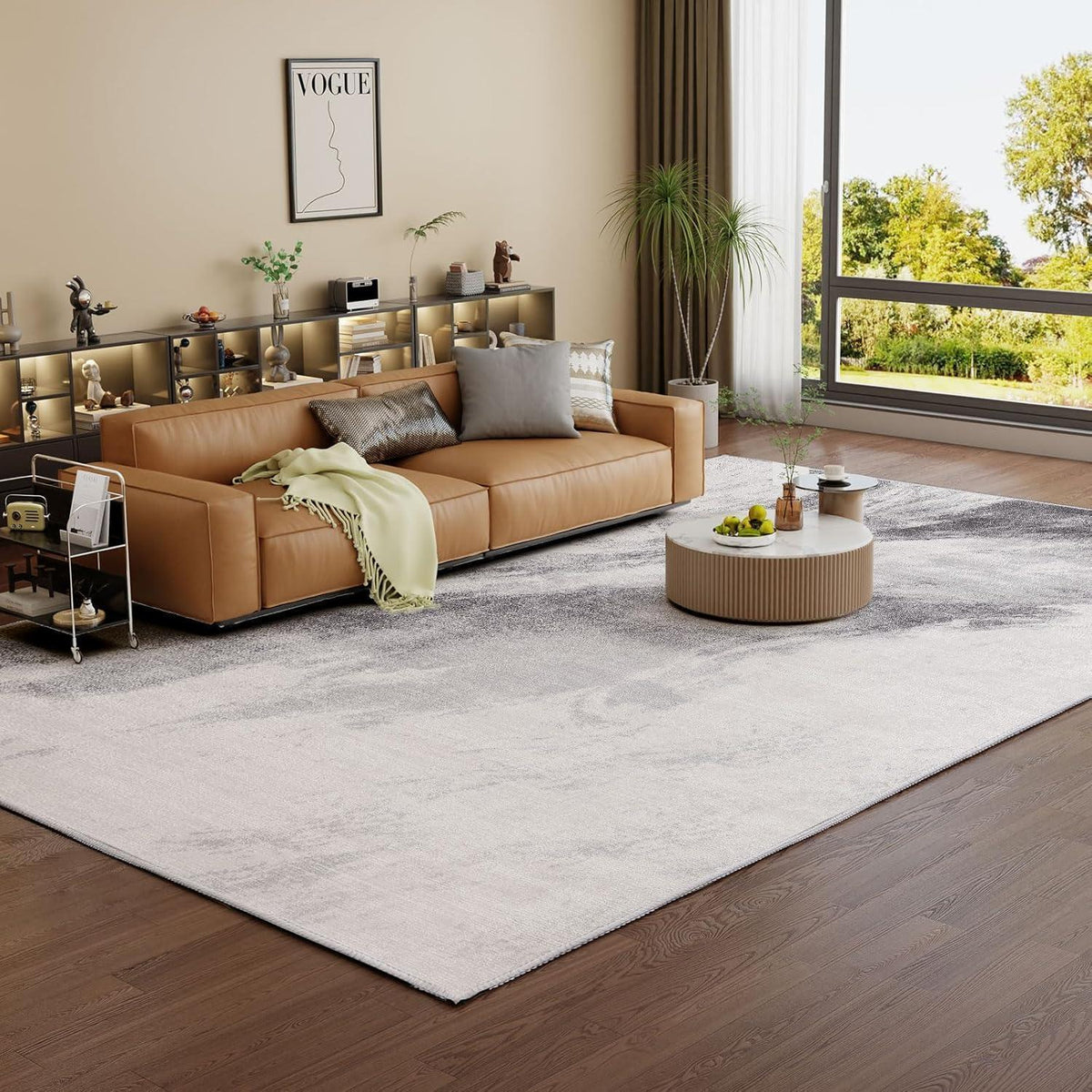 Moderner Kurzflor Teppich Wohnzimmer Grau 200x300 cm