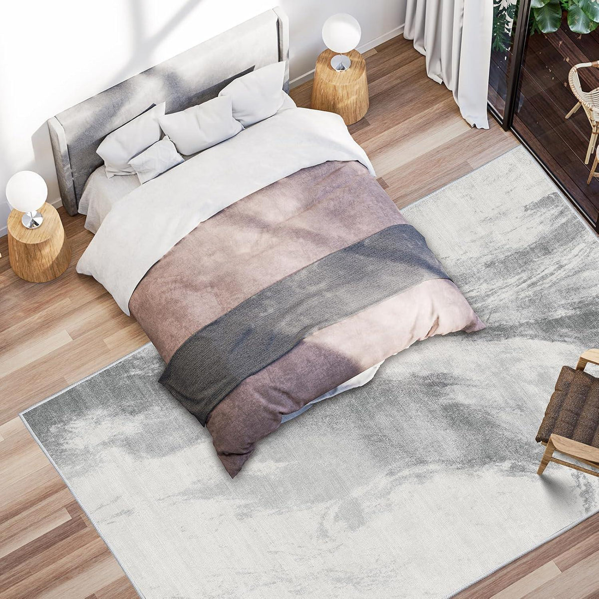 Moderner Kurzflor Teppich Wohnzimmer Grau 200x300 cm