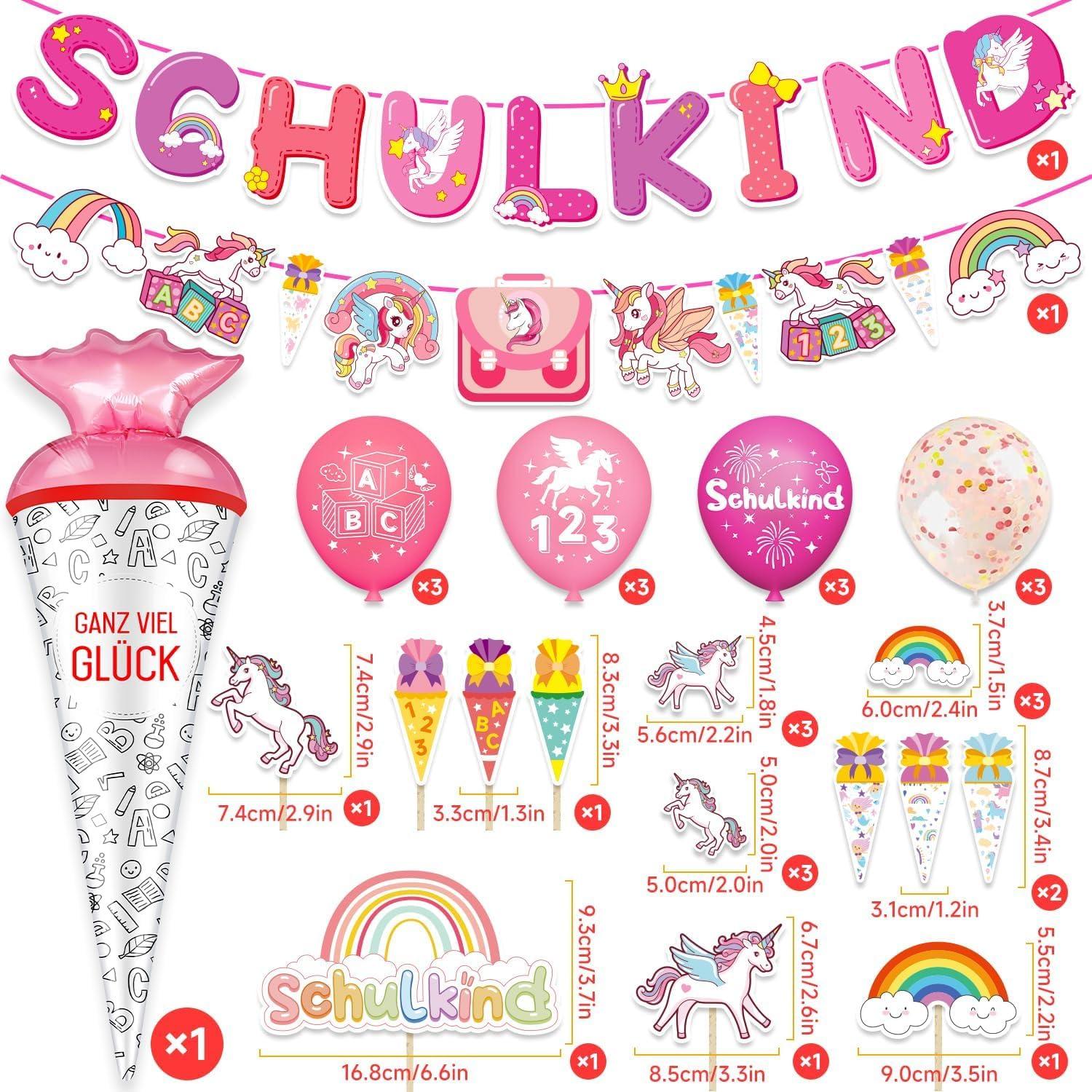 Maqhpu Einhorn Einschulung Deko Mädchen Junge RosaABC