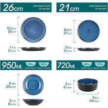 Tafelservice 6 Personen Blau Steingut 24tlg Geschirrset