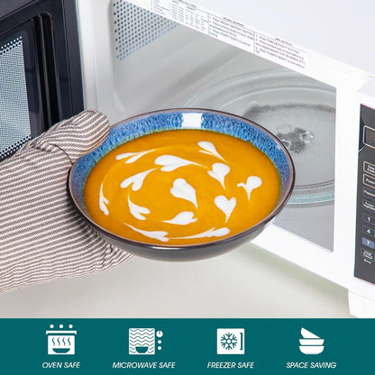 Tafelservice 6 Personen Blau Steingut 24tlg Geschirrset