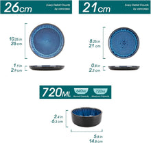 Tafelservice 6 Personen Blau Steingut Geschirrset 18tlg
