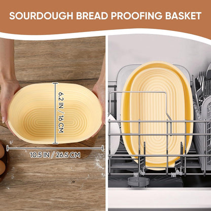 Gärkorb Set 26cm Silikon Oval Brot Gärkörbchen