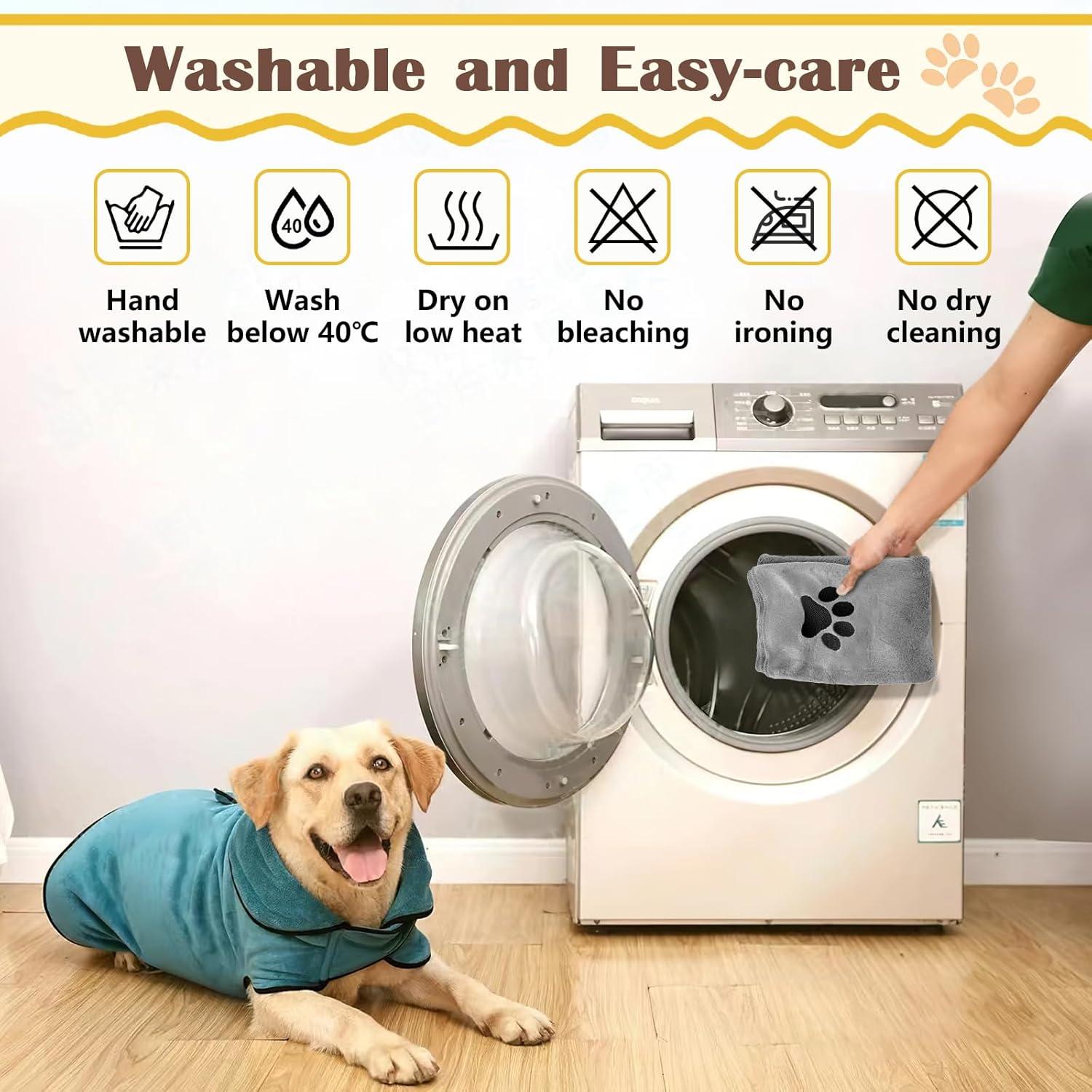 Hundehandtuch Set Extra Saugfähig Grau Mikrofaser 100x50cm