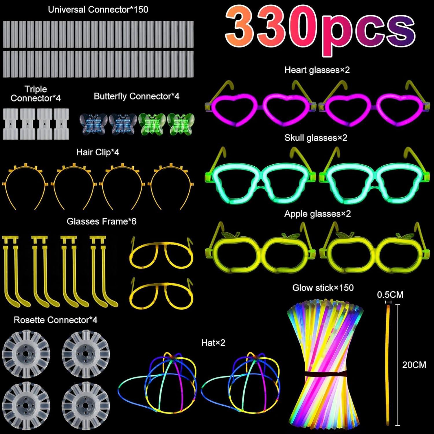 330 Leuchtstäbe Knicklichter Party Set Neon Hochzeit Glow