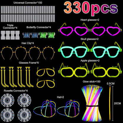 330 Leuchtstäbe Knicklichter Party Set Neon Hochzeit Glow