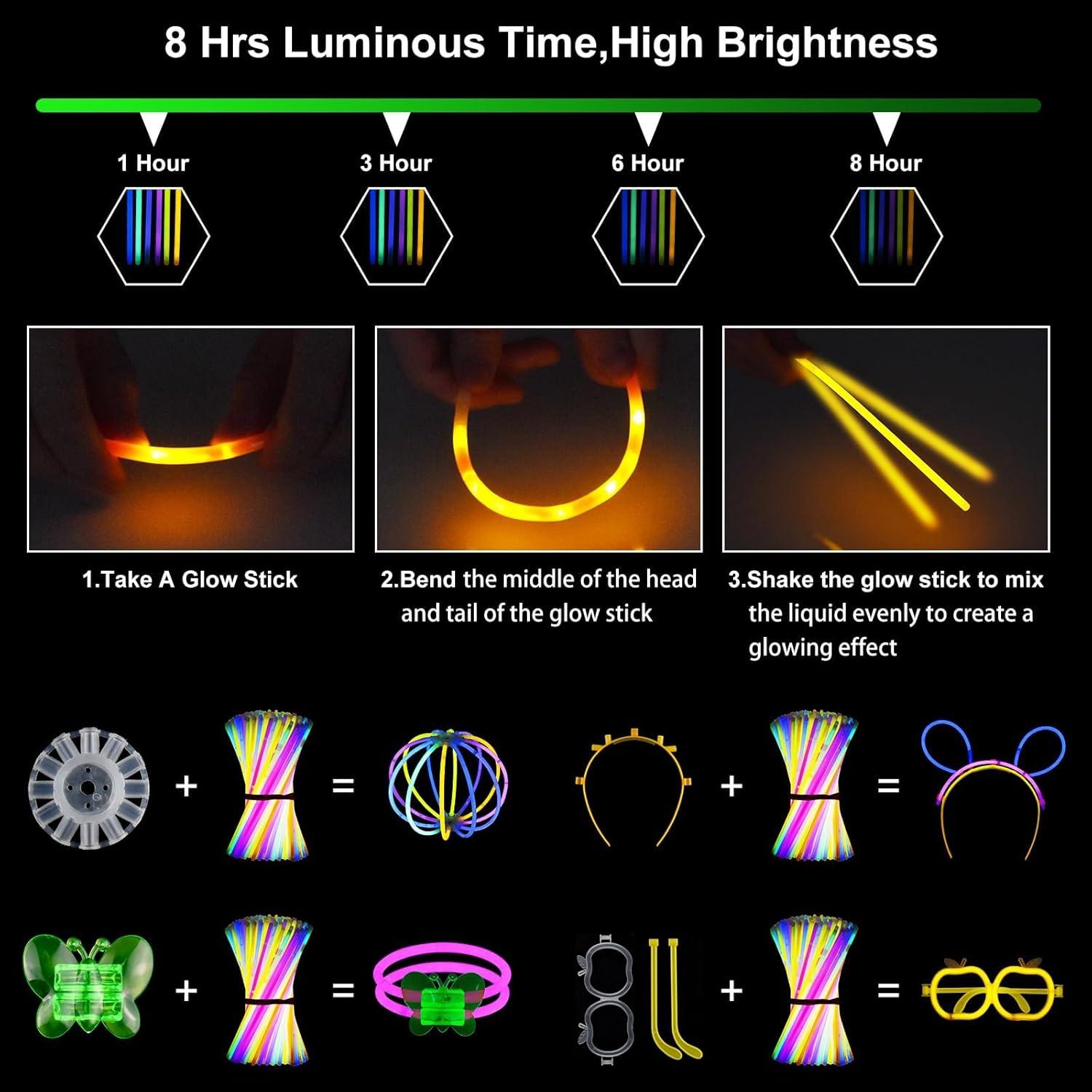 330 Leuchtstäbe Knicklichter Party Set Neon Glow Sticks Deko XXL