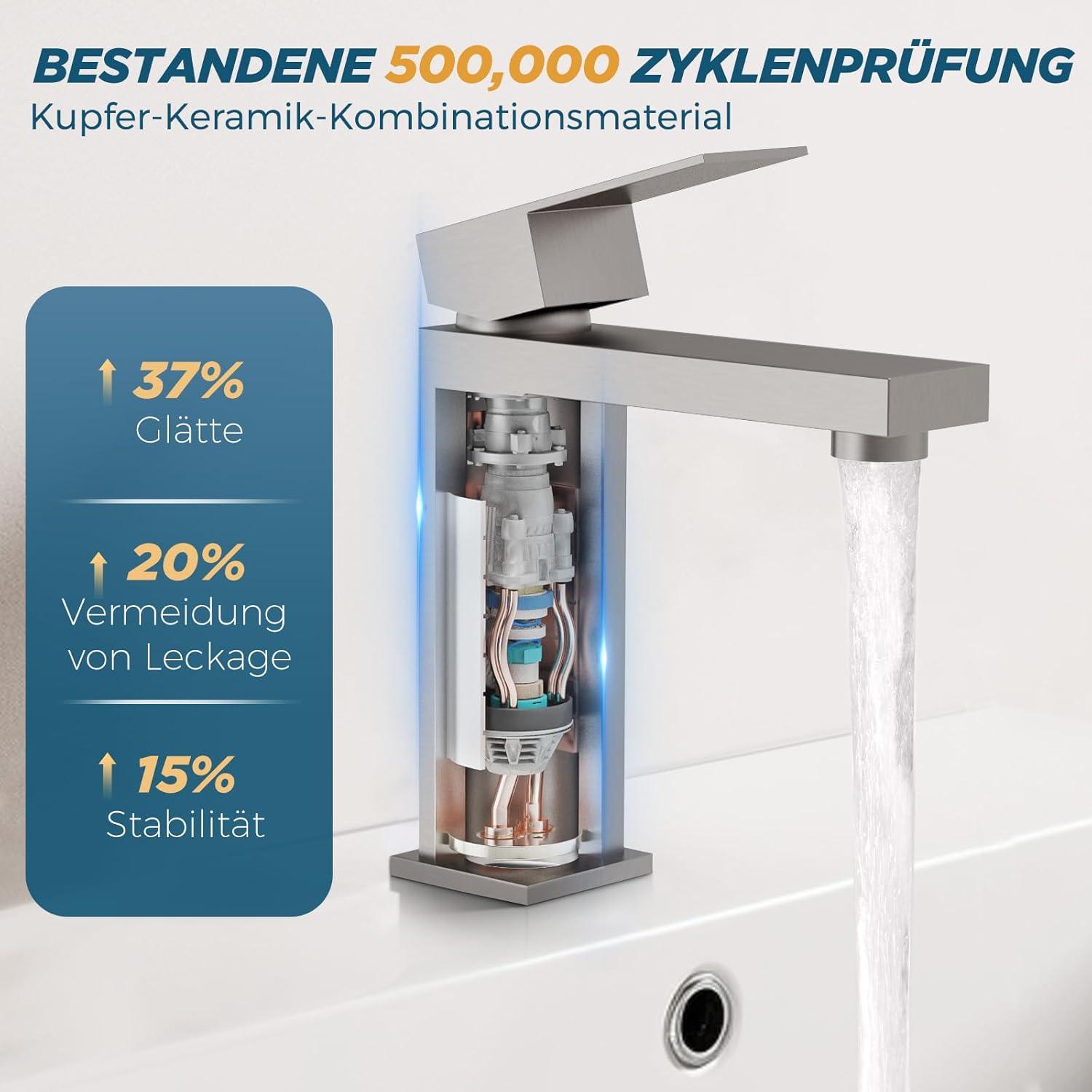 Wasserhahn Bad mit Auslaufhöhe 120mm Edelstahl