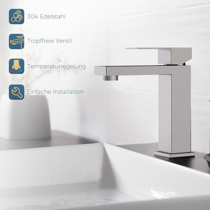 FORIOUS Wasserhahn Bad mit Auslaufhöhe 120mm Edelstahl Einhebelmischer