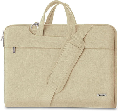 Voova Laptoptasche 15-16 Zoll Notebook Schultertasche Beige Aprikose
