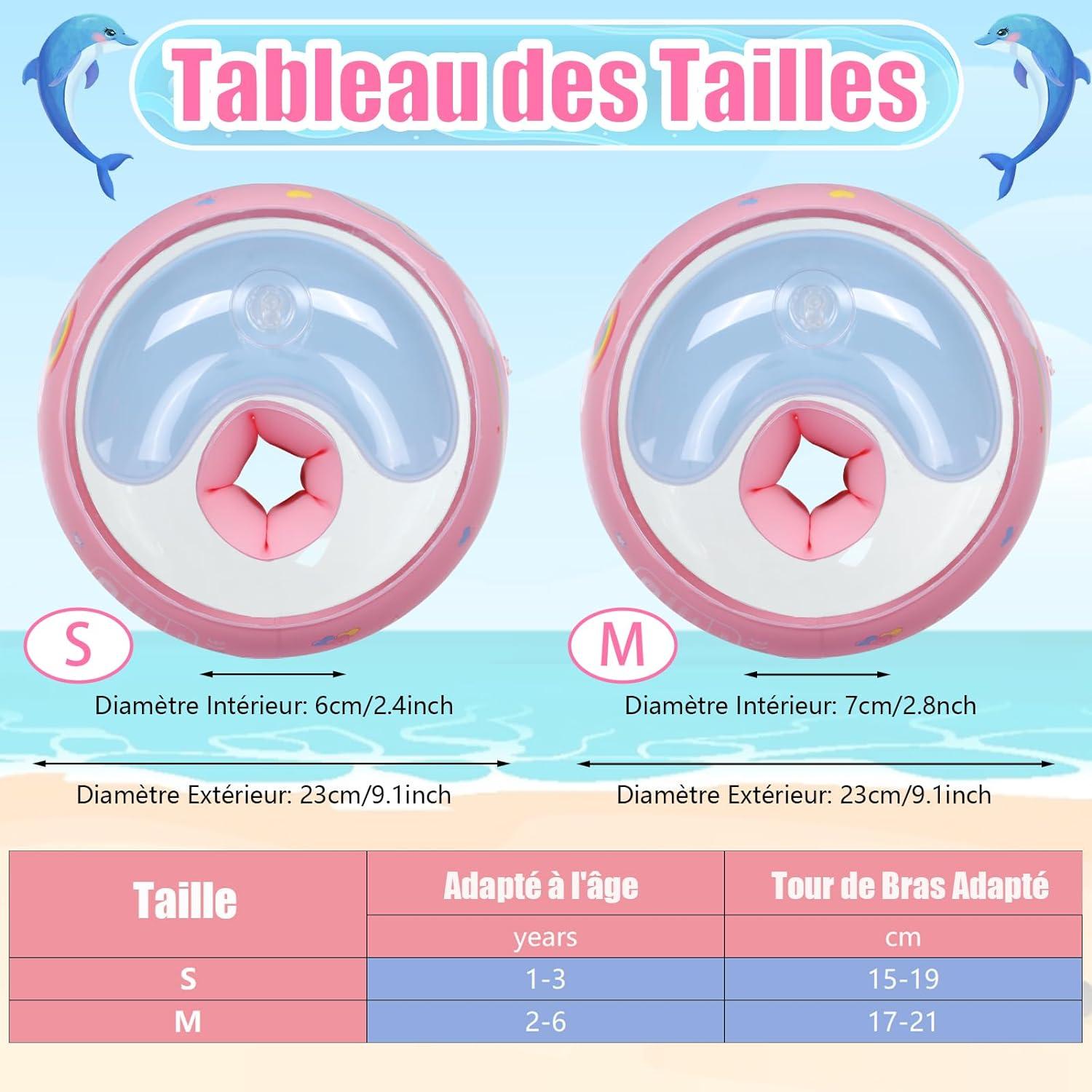 Schwimmflügel Kinder Babys 3 Airbags Rosa M 7CM 1-6Jahre