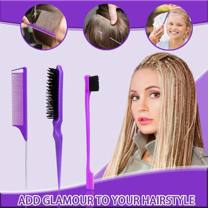Haarbürsten Set Lockenbürste Sleek Bun Entwirrbürste Stielkamm Toupierkamm