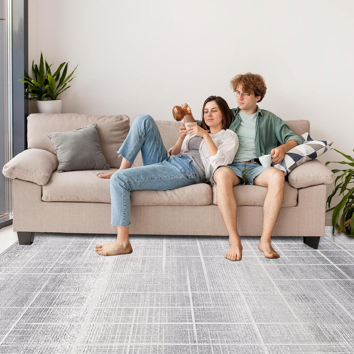 Teppich Wohnzimmer Moderner Kurzflor 200x300 Anti-Rutsch