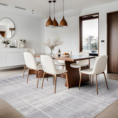 Großer Moderner Teppich 200x300 Anti-Rutsch Waschbar, Grau Beige