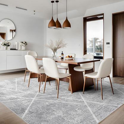 Modernes Teppich Wohnzimmer Kurzflor 120x170 Anti-Rutsch Eisgrau