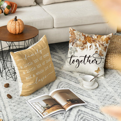 Artoid Herbst Kissenbezüge 4er Set Eukalyptus Blumen 50x50 Gelb