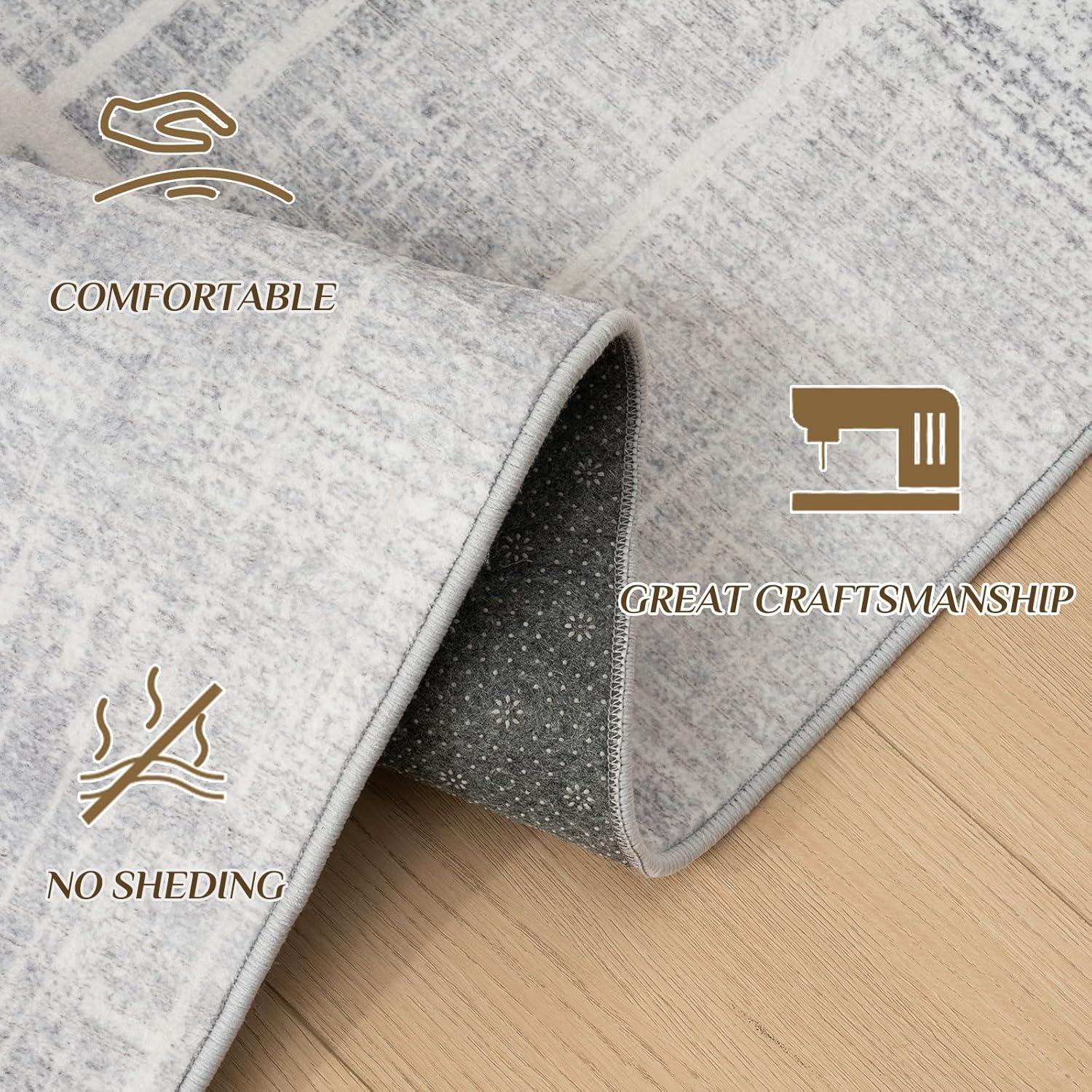 Großer Moderner Teppich 160x230 Hellgrau Beige - Anti-Rutsch