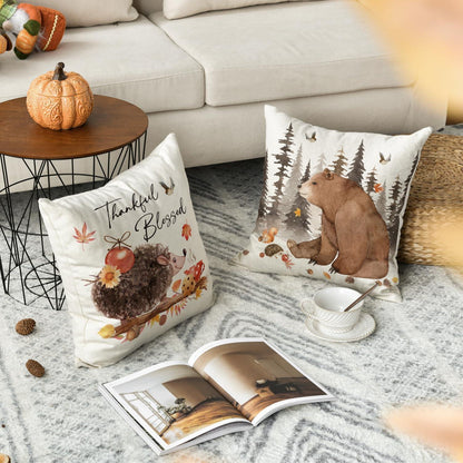 Artoid Herbst Kissenbezüge 4er Set Wildtiere Deko 40x40 cm