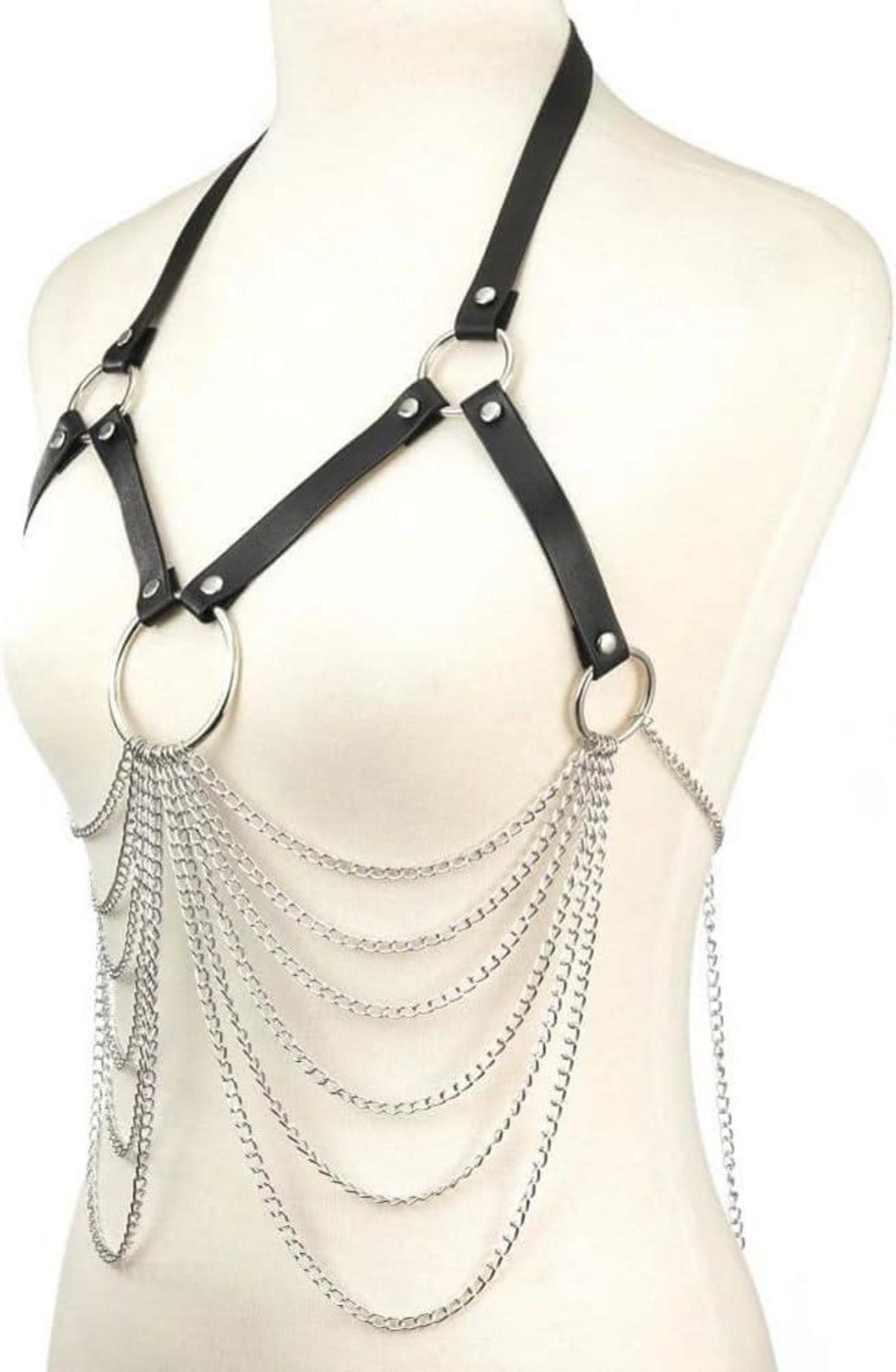 Punk Harness Damen Leder Body Kette Gothic Brust Gürtel Einstellbar
