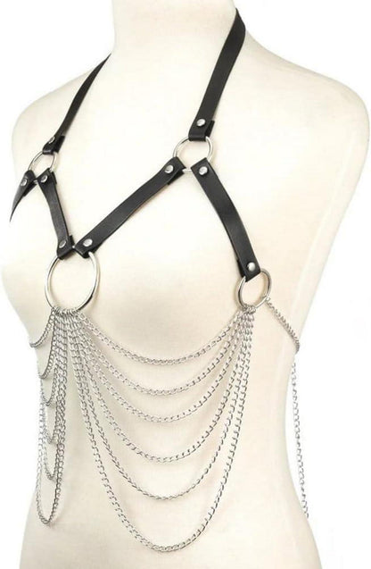Punk Harness Damen Leder Body Kette Gothic Brust Gürtel Einstellbar
