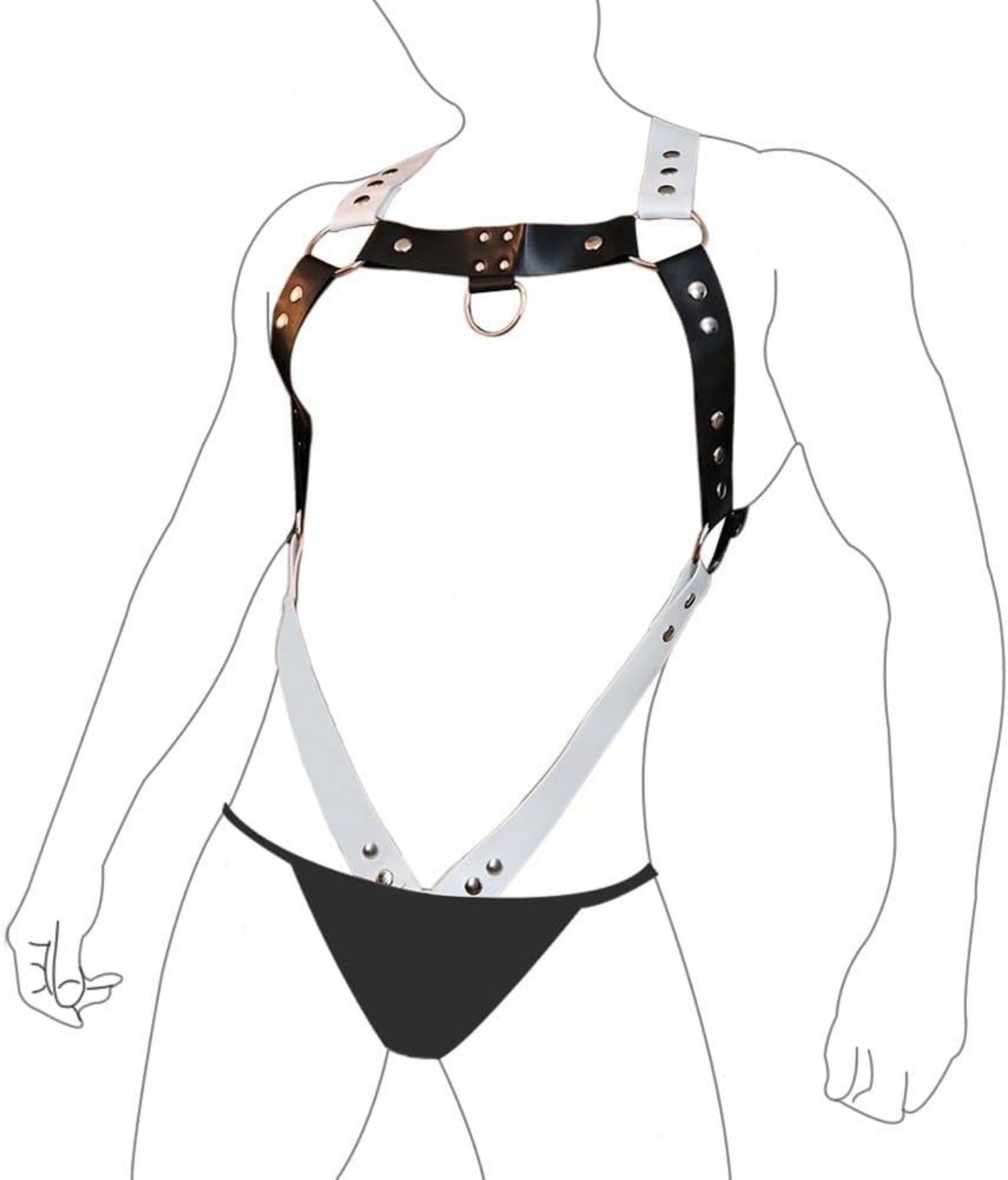 Herren Punk PU Leder Riemenbody mit Penis Ring BDSMHarness