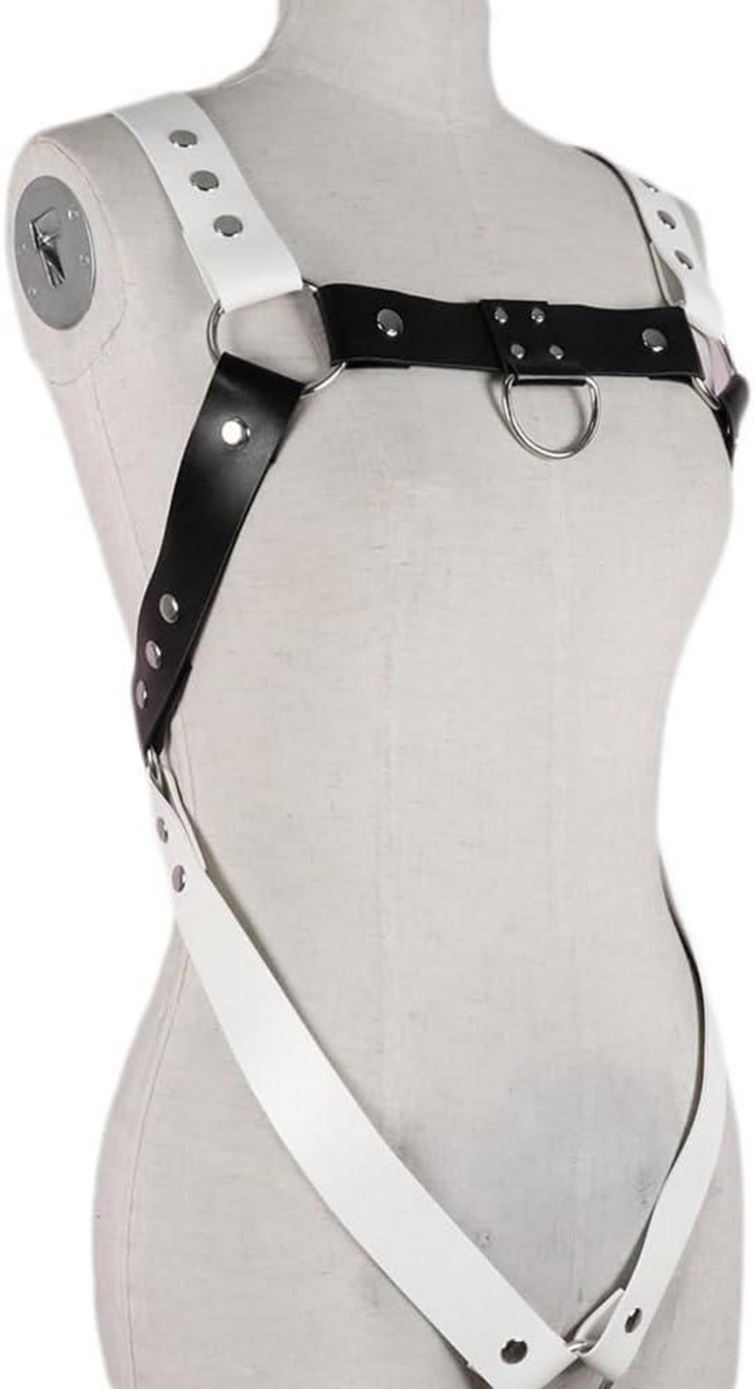 Herren Punk PU Leder Body Harness mit Penis Ring O-Ring BDSM Clubwear