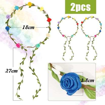 2Pcs Pride Blumenkranz Haarschmuck Regenbogen Haarband Damen