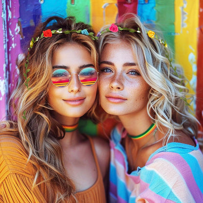 2Pcs Pride Haarband Blumenkranz Regenbogen LGBT Hochzeit CSD Karneval