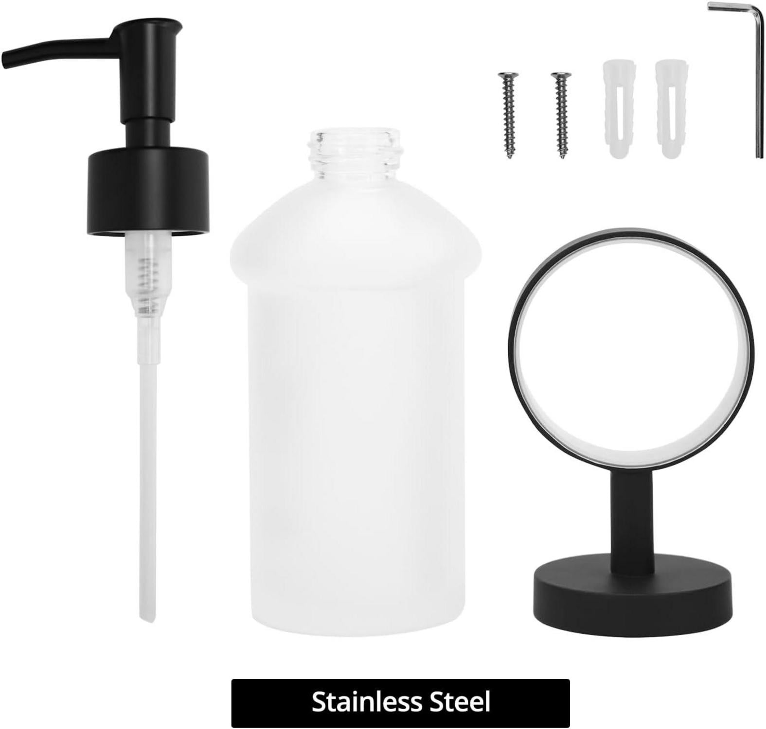 Wandmontage Seifenspender Glas Edelstahl Duschgel Handseife Schwarz