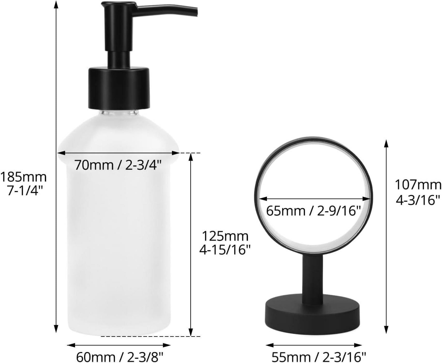 Seifenspender Wandmontage Glas Edelstahl Schwarz 200ml