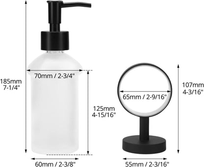 Seifenspender Wandmontage Glas Edelstahl Schwarz 200ml