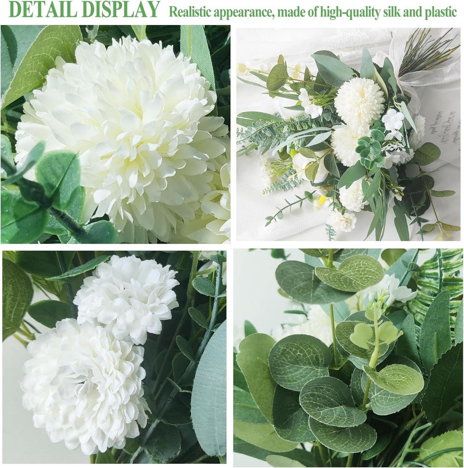 Künstliche Zweige Kunstblumen Weiß Blumen Blätter Dekozweige DIY