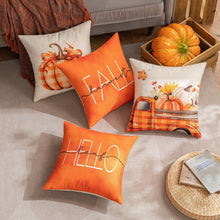 Herbst Kürbis Dekokissen 4er Set 45x45cm Orange Sofakissen