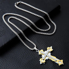 Kreuz Anhänger Halskette Herren Zirkonia Edelstahl 60CM
