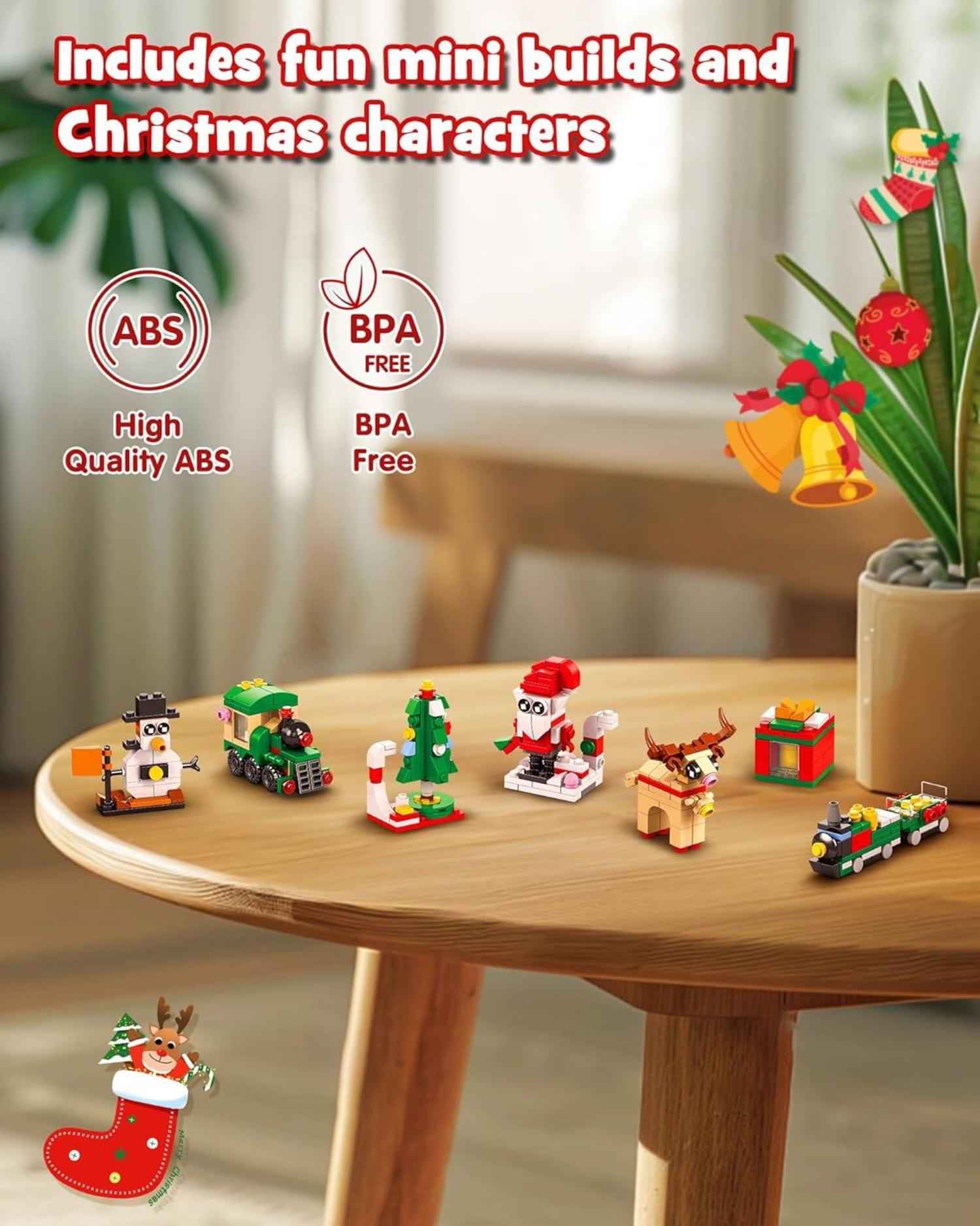 D-FantiX Weihnachts-Adventskalender Bauklötze Set 24 Tage Countdown festliches