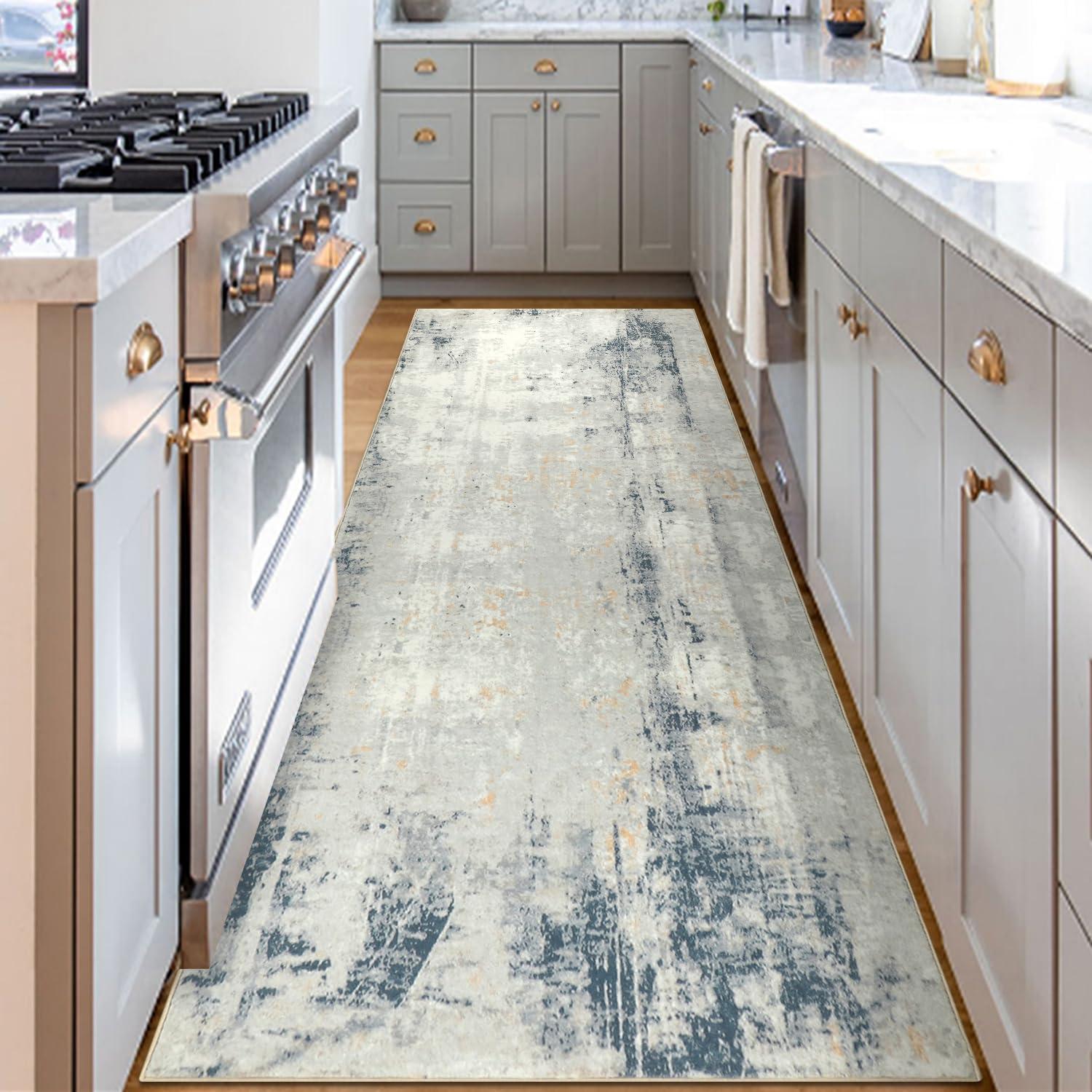 Famibay Flur Teppich Läufer 80x300cm Abstrakt Modern Waschbar Lang