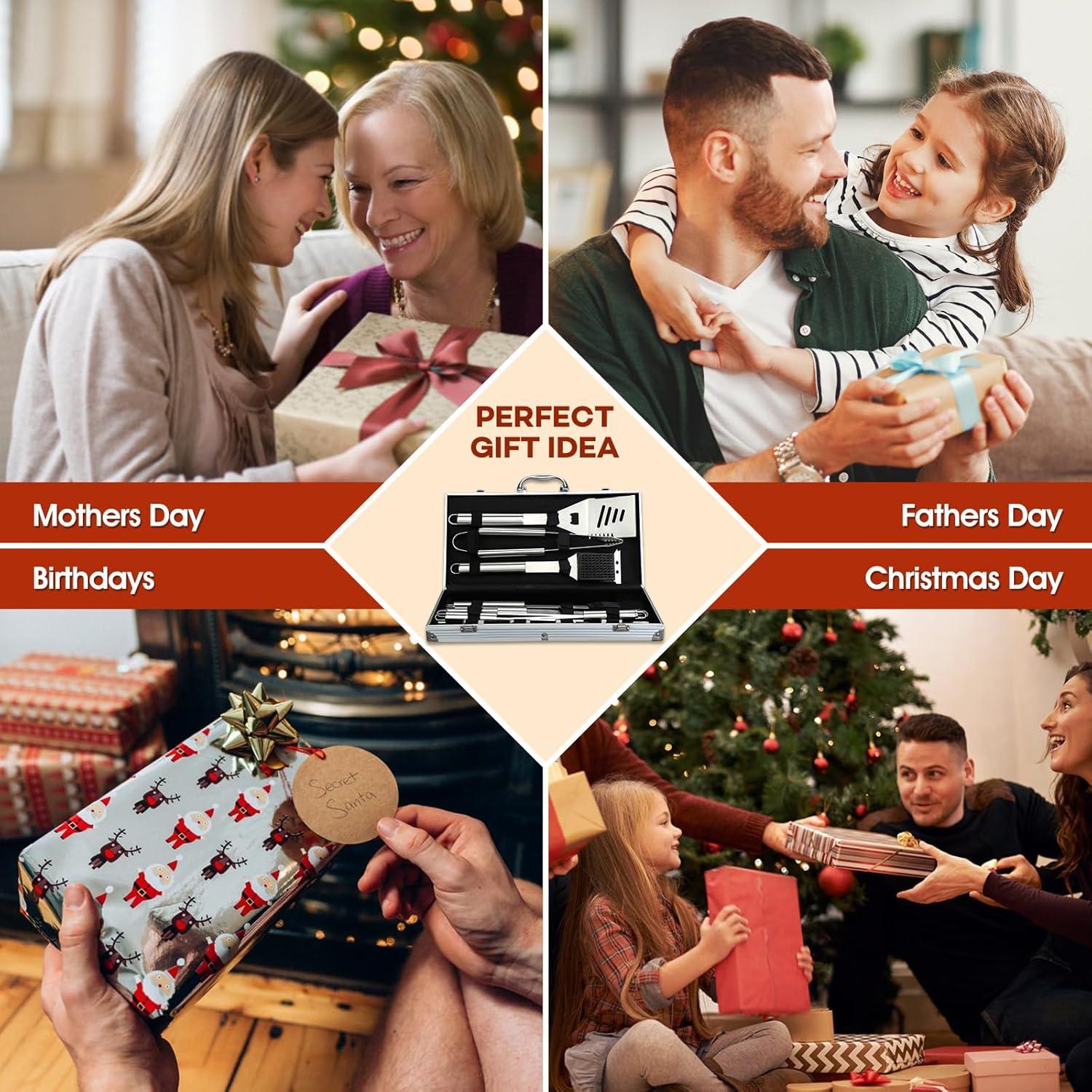 Grillbesteck Set Edelstahl 18-teilig BBQ Spatel Alukoffer Premium