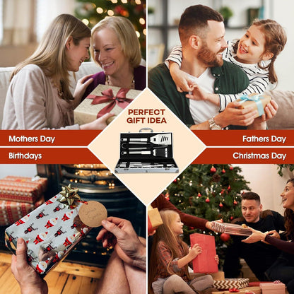 Grillbesteck Set Edelstahl 18-teilig BBQ Spatel Alukoffer Premium