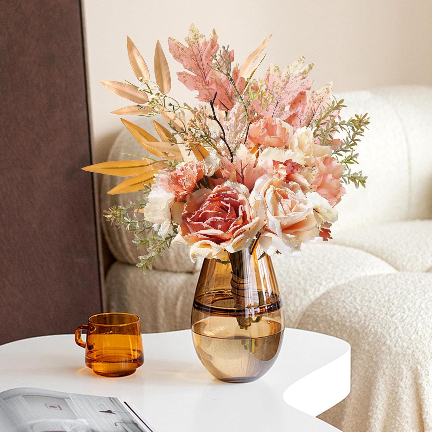 Kunstblumen Herbst Rosa Dekozweige Blumenstrauß Hochzeit DIY Bouquet