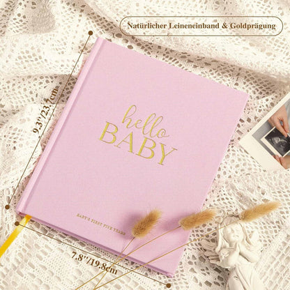 Babytagebuch Erstes 5 Jahr Mädchen Junge Geschenk Leinen