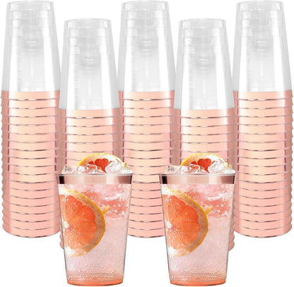 60er Set Roségold Plastikbecher 350ml Elegant & Wiederverwendbar