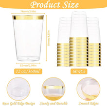 60 Stück Goldrand Plastikbecher 350ml Partybecher 12oz