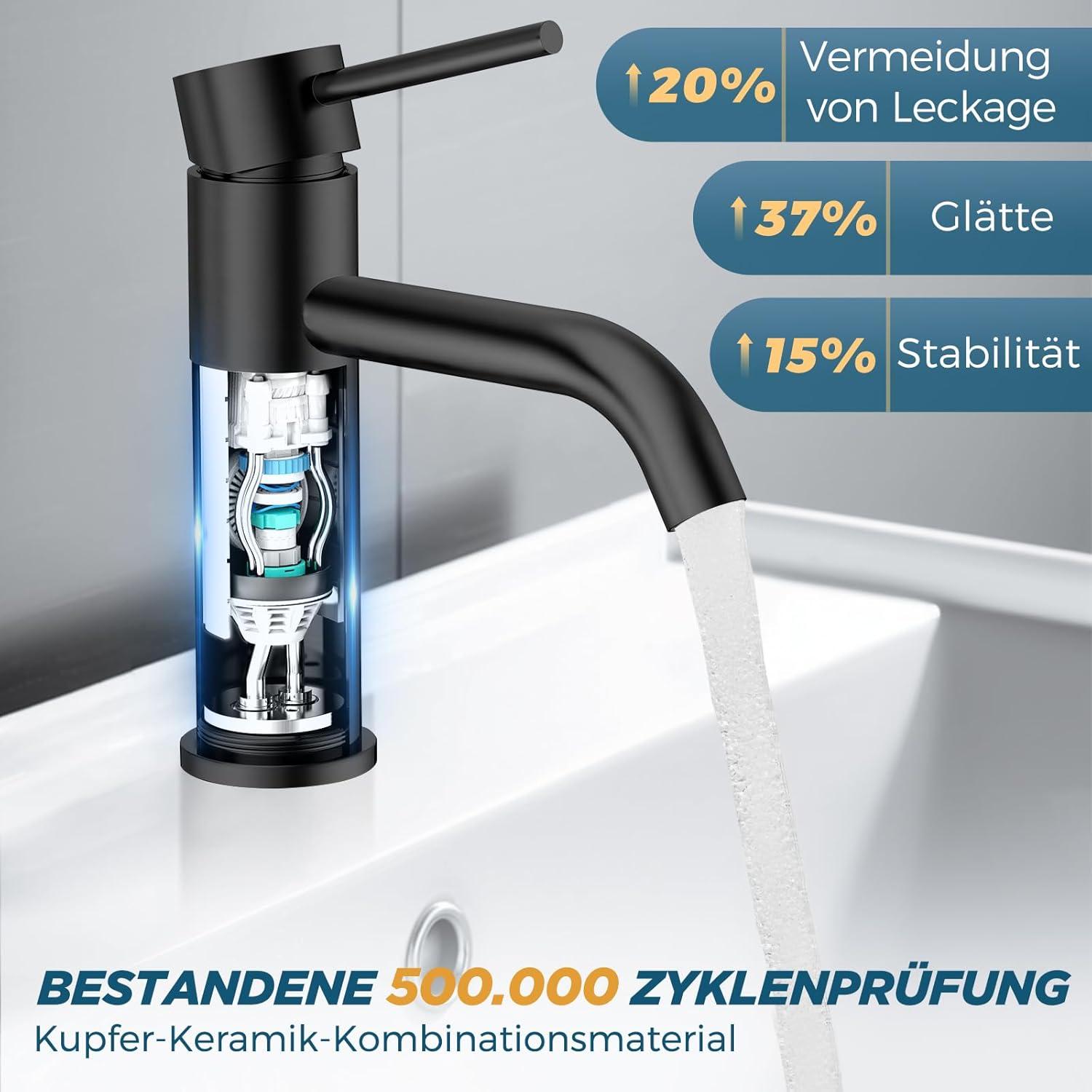 Wasserhahn Bad Schwarz Einhandgriff Mischbatterie Mattschwarz