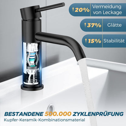 Wasserhahn Bad Schwarz Einhandgriff Mischbatterie Mattschwarz