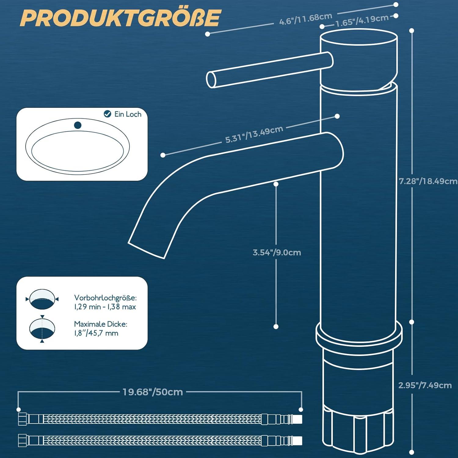 FORIOUS Schwarz Einhand-Wasserhahn Mischbatterie Bad Armatur