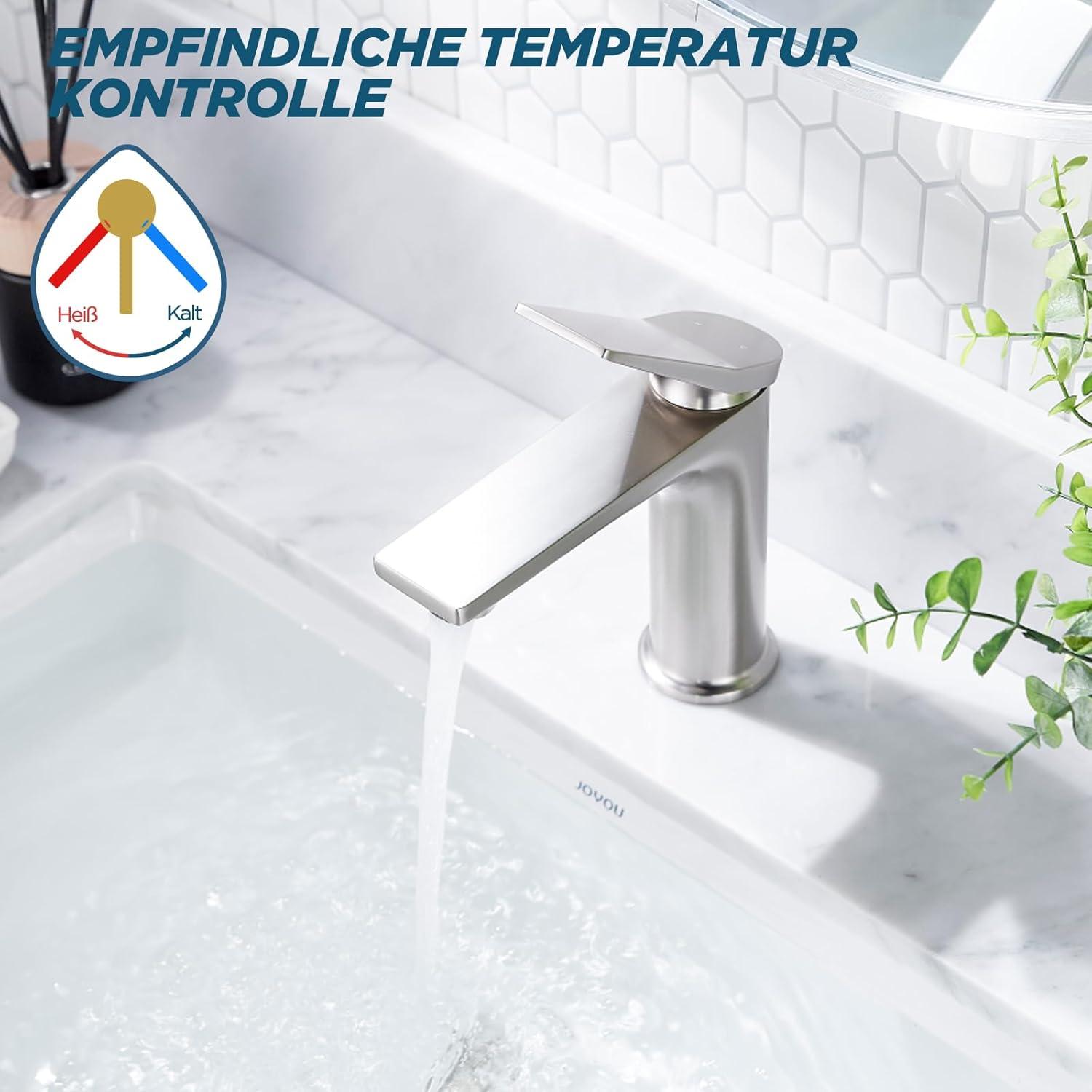 FORIOUS Wasserhahn Bad Armatur Gebürstetes Nickel Einhandgriff Edelstahl
