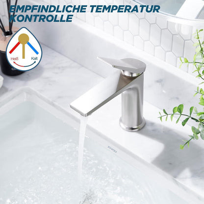 FORIOUS Wasserhahn Bad Armatur Gebürstetes Nickel Einhandgriff Edelstahl